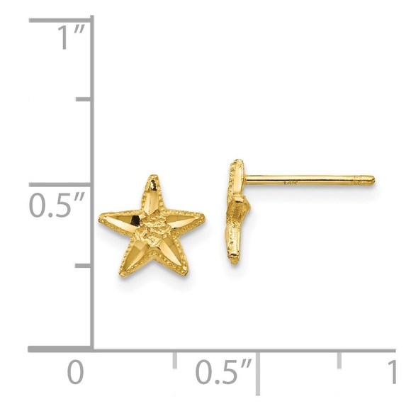 14k Yellow Gold Diamond-cut Starfish Post Earrings